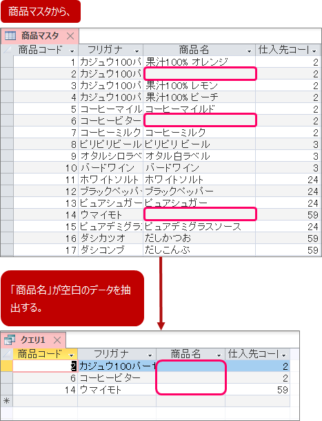 Access 空白のデータ 未入力データ を抽出する方法 きままブログ