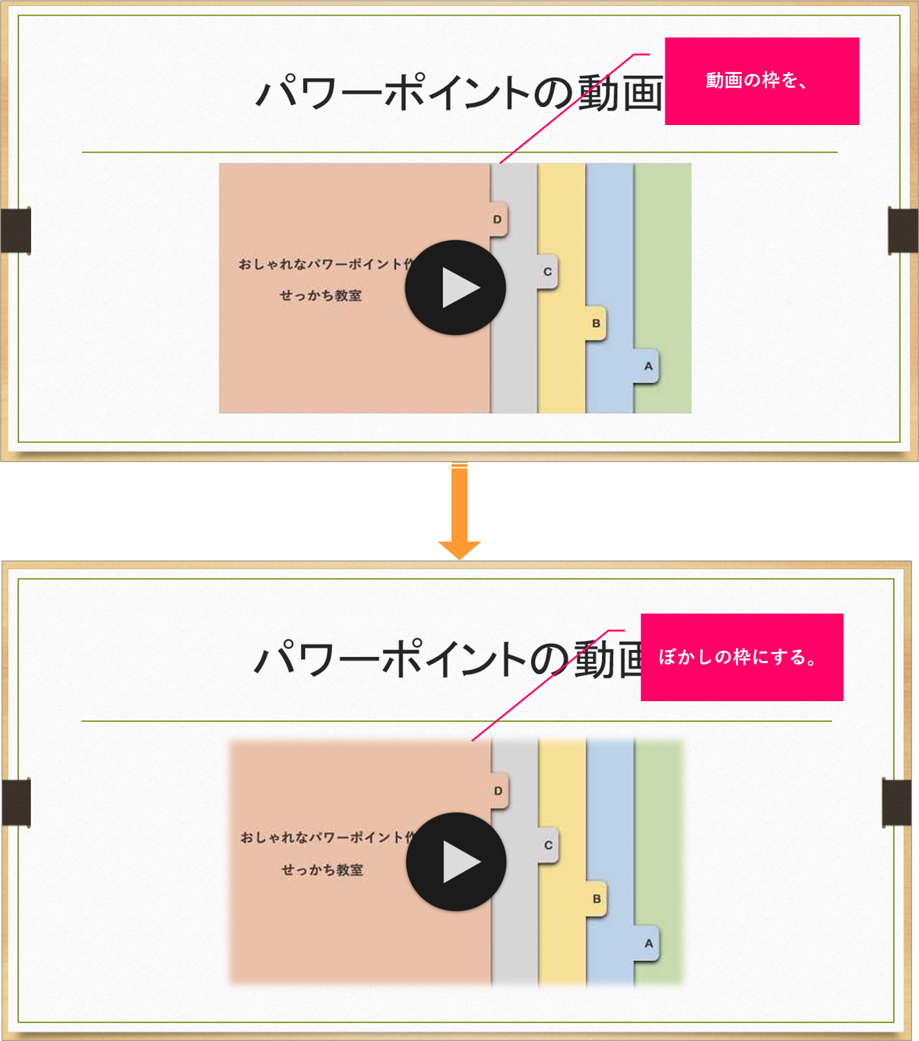【PowerPoint】動画の枠をデザイン性のある枠にするには？ きままブログ