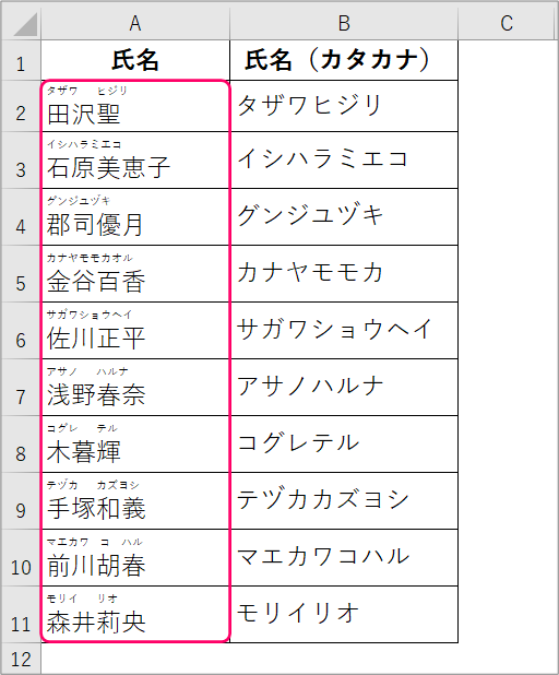 エクセル 名前にふりがなをつけるには きままブログ